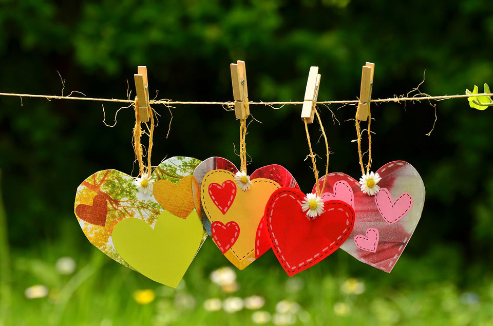 Hearts on the clothesline